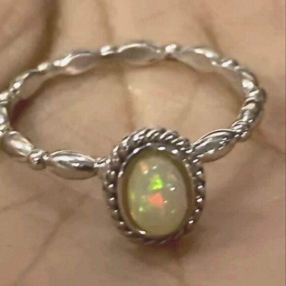 Opal Jewelry - Sleeping Beauty Oval Cut opal Gem Stone Sterling Silver size 8 NWOT